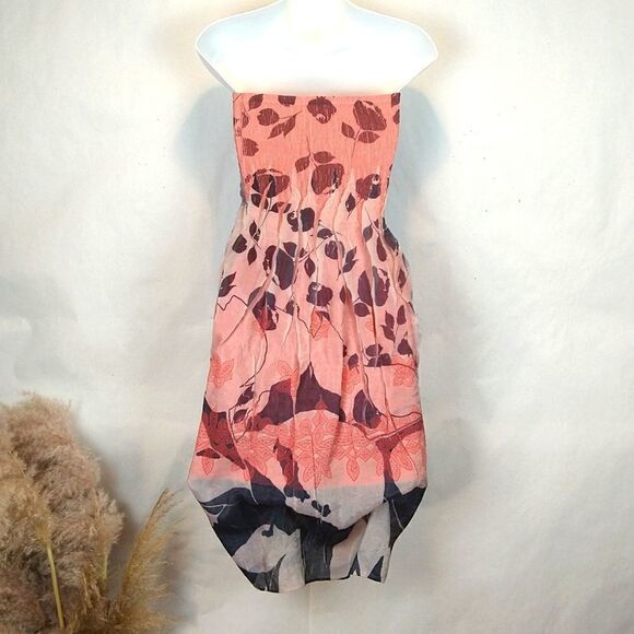 Lapis pink floral convertible strapless Boho chic Fairycore dress - Picture 6 of 9